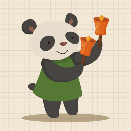 animal panda playing instrument cartoon theme elementsのイラスト素材