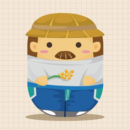 people theme farmer elementsのイラスト素材