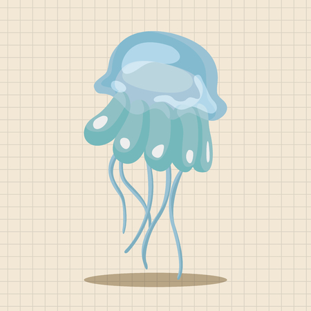 sea animal jellyfish cartoon theme elementsのイラスト素材