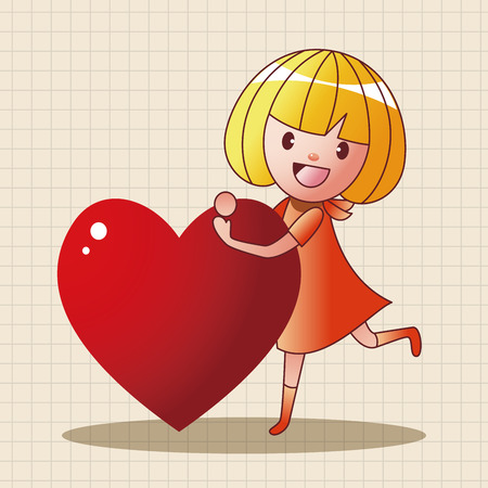 little kid with heart theme elementsのイラスト素材