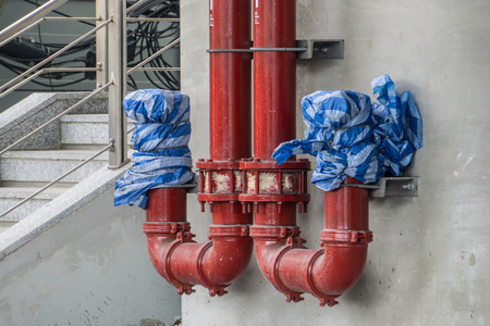 Rainwater drain Pipe From Rail Sky Train in During construction Conceptの写真素材