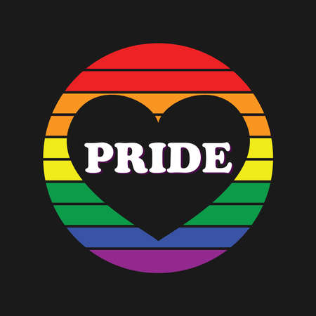 Pride in Pride color with Heart T-shirt Design Typography Vector Illustration Design Can Print on t-shirt Poster banners Pride monthのイラスト素材