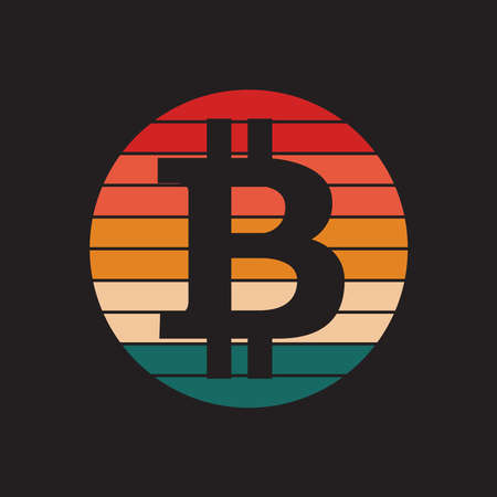 Bitcoin Retro Shades Color T-shirt Design Vector Illustration can print on t-shirt poster bannerのイラスト素材