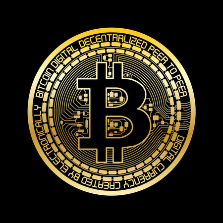 Bitcoin Golden Vector Illustration Design Cryptocurrencyのイラスト素材