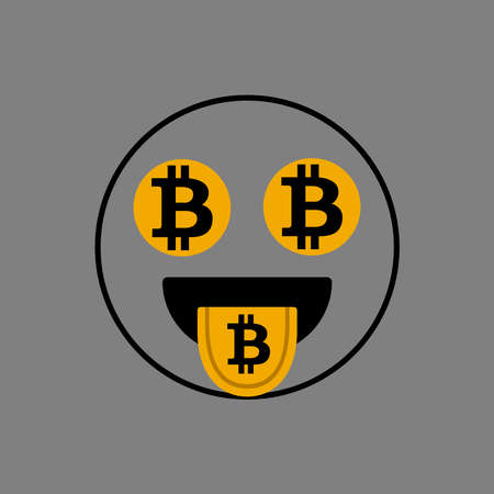 Smile Face With Bitcoin in Eyes T-shirt Design Vector Illustration Can Print on T-shirt Poster Bannerのイラスト素材