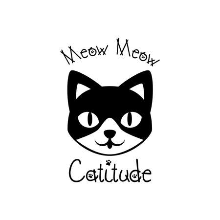 Meow Meow Catitude with Cat icon T-shirt Design with cat icon Can print on T-shirt Poster Bannerのイラスト素材