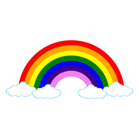 Rainbow with Clouds Illustration Vector Designのイラスト素材