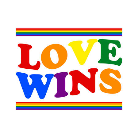 Love Wins Pride colors T-shirt design Typography Vector Illustration Design Can Print on t-shirt Poster banners Pride monthのイラスト素材