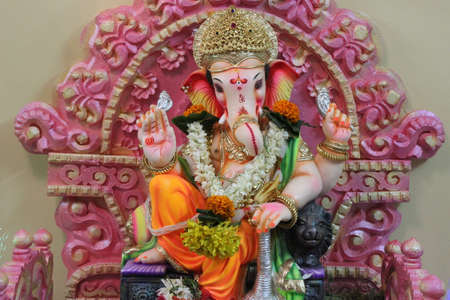 Ganesh Chaturthi, in Hinduism, 10-day festival marking the birth of the elephant-headed deity Ganesha, the god of prosperity and wisdom.の写真素材