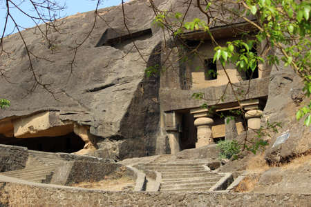 Chaitya hall with stupa, kahneri cave at Mumbai, Borivaliの写真素材