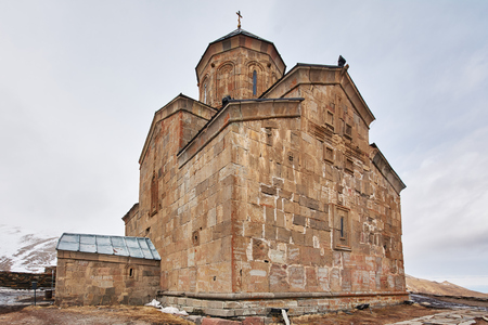 Holy Trinity Church near the Kazbegi-Gergeti village, Georgia.