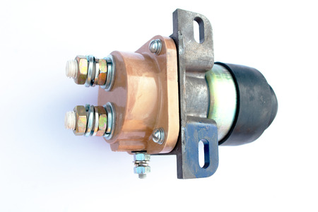 tractor battery switch on white background