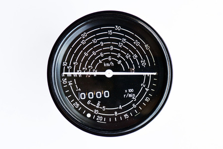 analog tractor tachometer on isolated white background