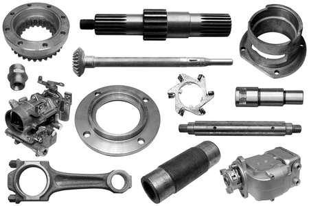 Auto spare parts on the white background. Set with many isolated items for shop or aftermarket....