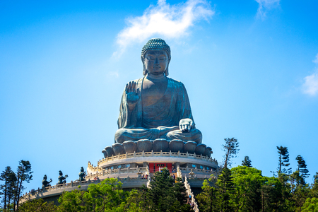 Tian Tan Buddha located at Ngong Ping.の写真素材