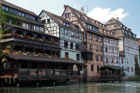 Petite France's canal with half-timbered house, Strasbourg, Alsace, France