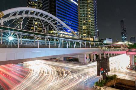 Skywalk at bangkok skytrain station on Silom Line. Chong Nonsi Thailand - Bangkokのeditorial素材
