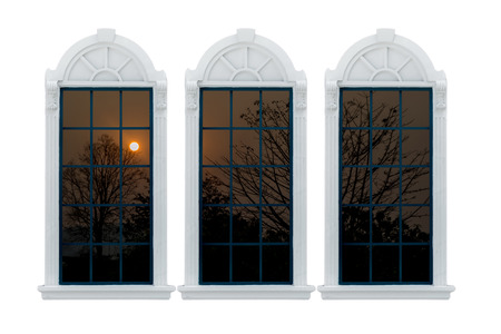 Modern residential window and sunset behind.の写真素材