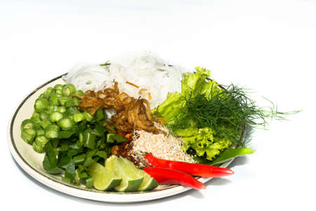 Ingredient Yum Noodle Dishes(Thai food) On a white backgroundの写真素材