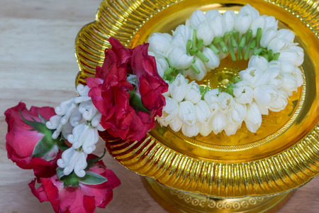 Fresh jasmine garland. The flower in Thai Traditional Styleの写真素材