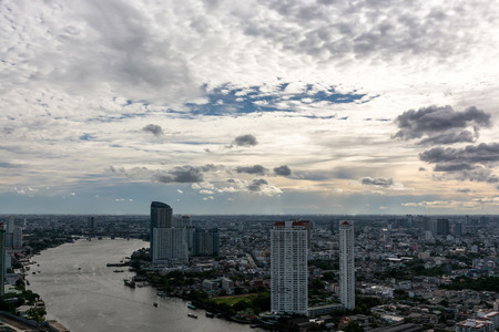 BANGKOK, AUGUST  : Bangkok view from Sathorn unique tower on August 22, 2015. Bangkok skyline...