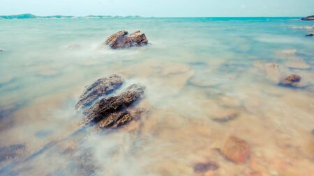 sea stones in long exposureの写真素材