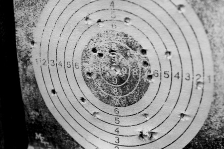 Target with bullet holesの写真素材