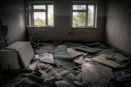 Room with a window in an old buildingの写真素材