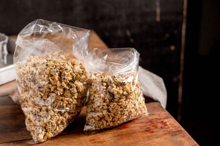 Krayasart, Thai dessert made of rice on vintage wooden background