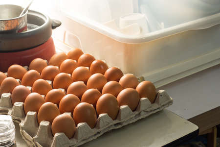 fresh egg food ingredient in the package on table