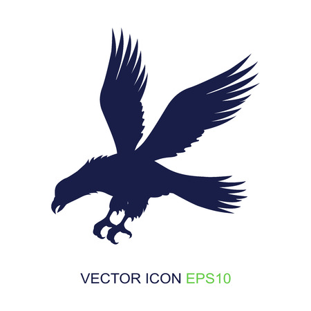 Silhouette of an eagle on a white background. Logo. Side view of an eagle. Vector illustration.のイラスト素材
