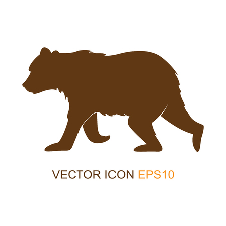 Silhouette bear. Wild nature. Logo. Vector illustration. Brown bear.のイラスト素材