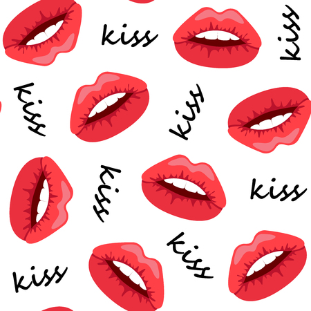 Simple seamless pattern with lip silhouette on a white background. Vector. Glamor. Vector illustration.のイラスト素材