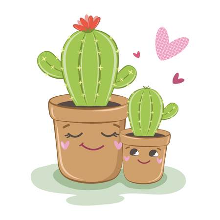 Vector image of cactus. Family of cacti. Vector illustration. Plantsのイラスト素材