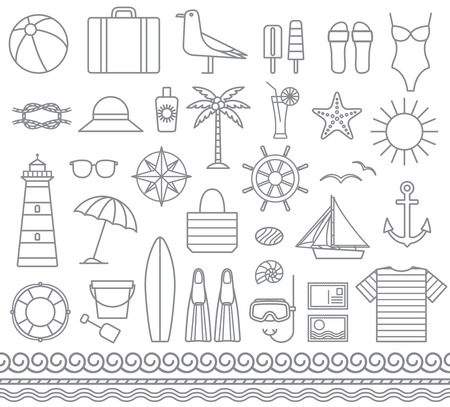 Sea and summer outline vector silhouette icons 1
のイラスト素材