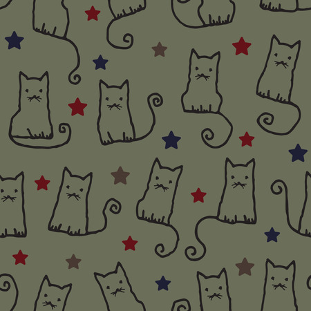 Hand drawn vector seamless pattern background with cats 1
のイラスト素材