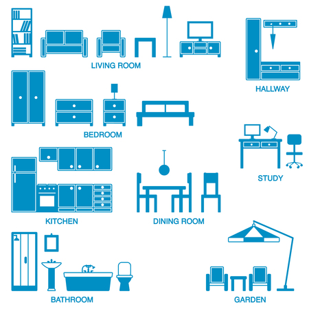 Vector home furniture silhouette icons.
のイラスト素材