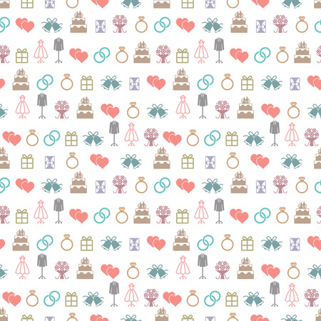 Colorful wedding themed vector seamless pattern backgroundのイラスト素材