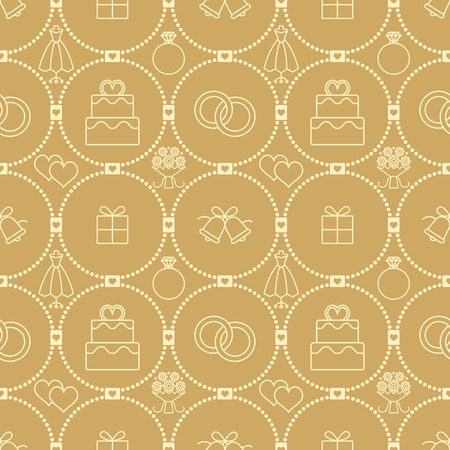 Golden wedding themed vector seamless pattern background 1のイラスト素材