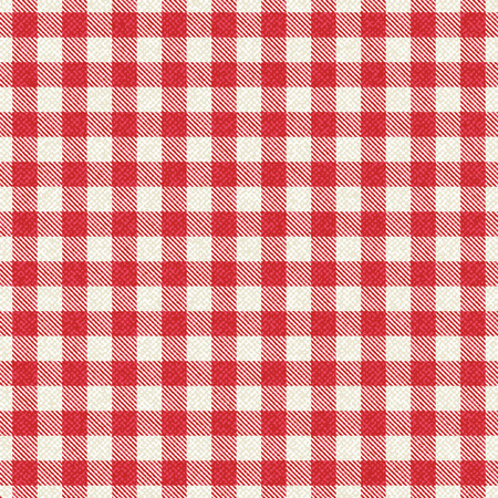 Red and white textured plaid gingham tableclothのイラスト素材