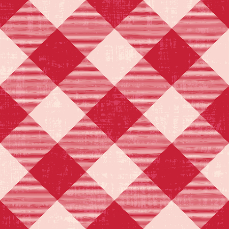 Scratched gingham inspired diagonal vector pattern background