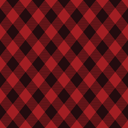 Diagonal black and red tartan vector seamless pattern background 3のイラスト素材