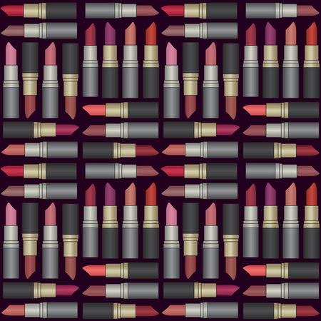 Vector seamless pattern background with colorful lipsticksのイラスト素材