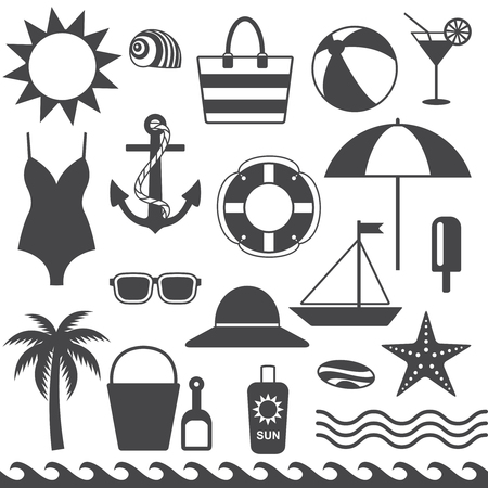 Sea symbols silhouette icons vector set 1&#xA;のイラスト素材