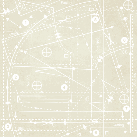 Vintage sewing pattern inspired vector background 3のイラスト素材