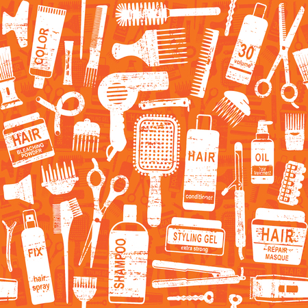 Hair styling related vector seamless pattern background.&#xA;のイラスト素材