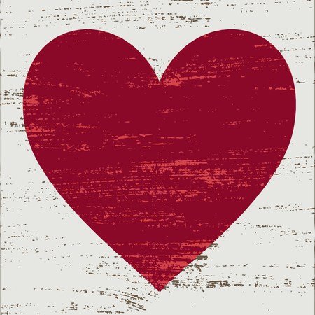 Vintage red heart on white scratched background.のイラスト素材