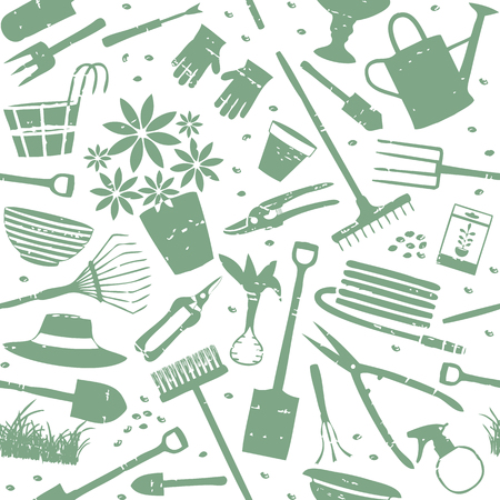 Gardening related vector seamless pattern.のイラスト素材