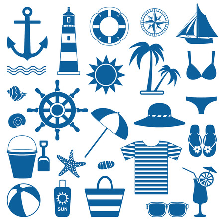 Various summer and sea vector icons.のイラスト素材