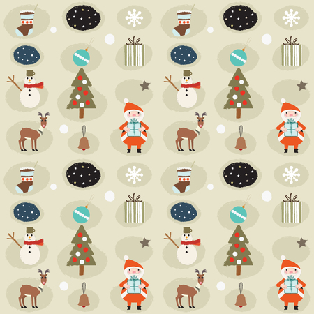 Cute retro Christmas seamless background.のイラスト素材